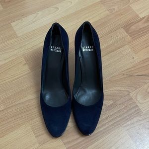 Stuart Weitzman suede navy blue heels